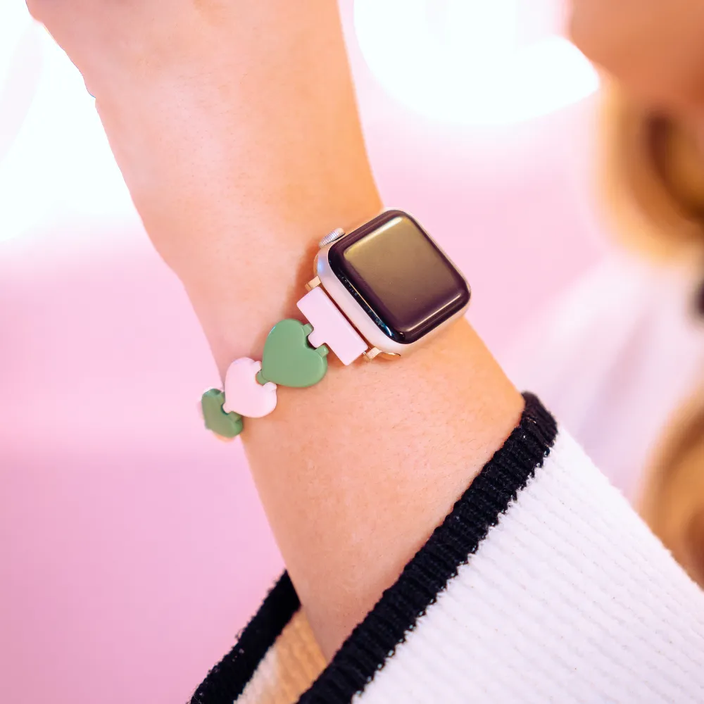 Luxe Hearts Apple Watch Strap - Pink & Green