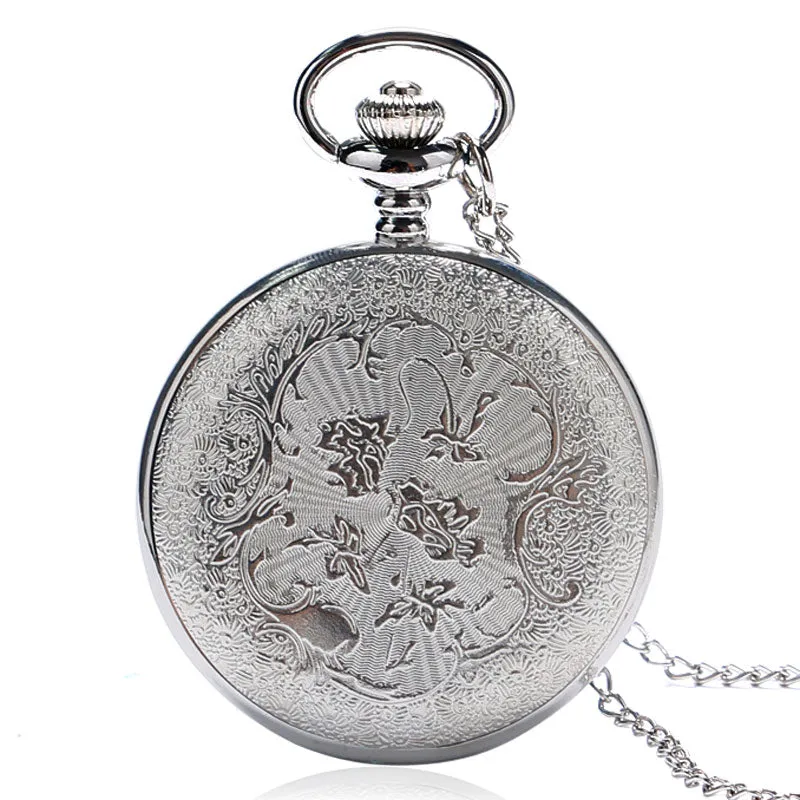 Luxurious Silver Golden Running Horse Pocket Watch