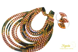 Marima Green Yellow & Red Multi-strand Necklace MR-12