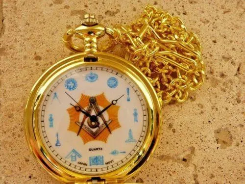 Masonic Pocket Watch Freemason Symbol Compasses Mason