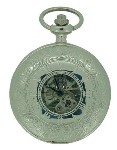 Masonic Pocket Watch with Chain in Silver Double Hunter