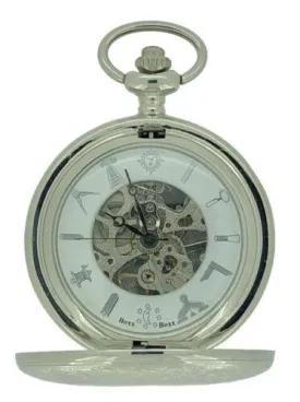 Masonic Pocket Watch with Chain in Silver Double Hunter