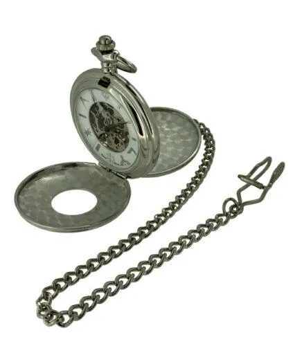 Masonic Pocket Watch with Chain in Silver Double Hunter