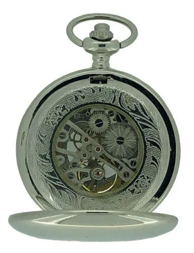 Masonic Pocket Watch with Chain in Silver Double Hunter