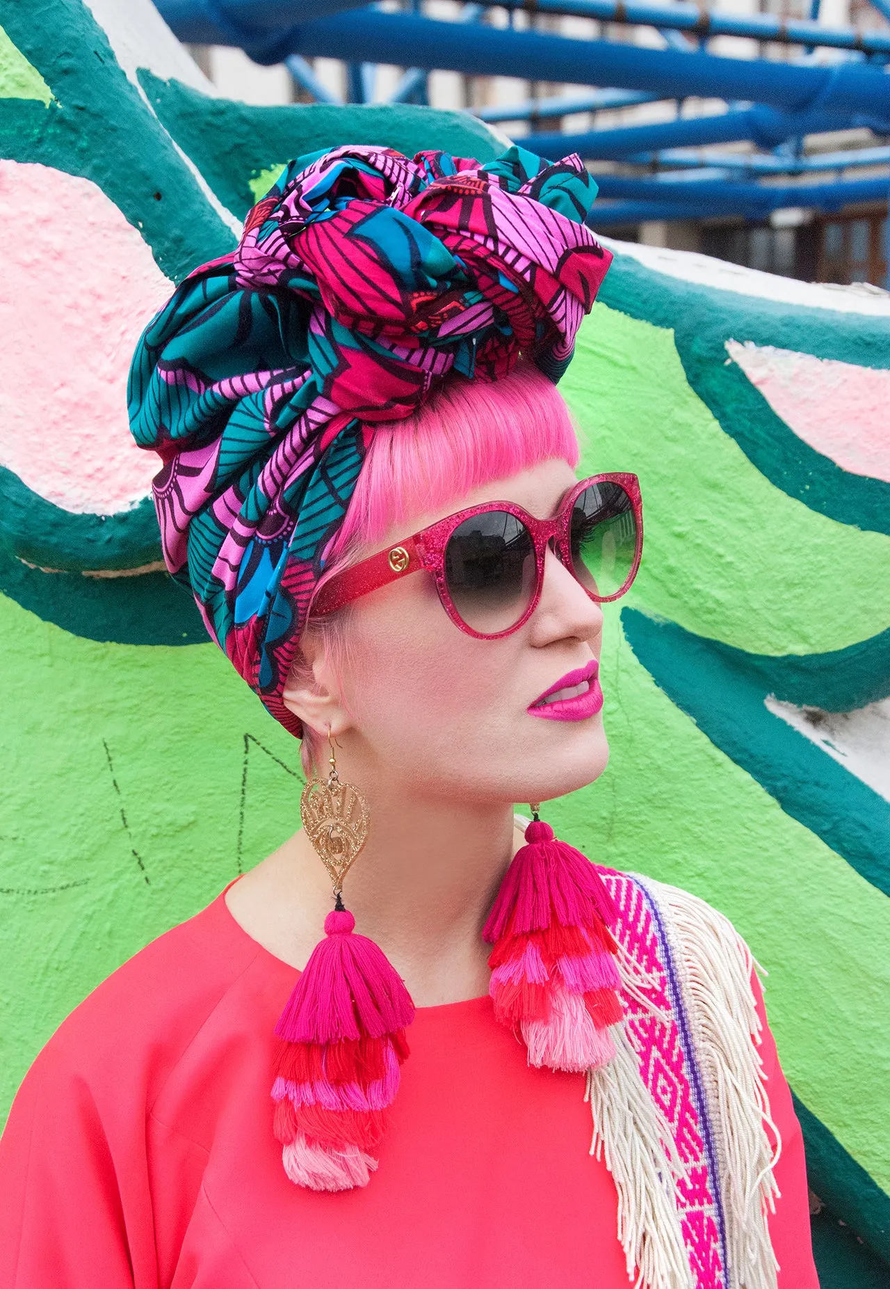 Mega Pink Tassel Earrings