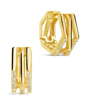 Men's Geometric CZ Micro Hoop Earrings