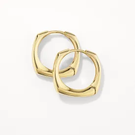 Midi Square Edge Hoops in Gold