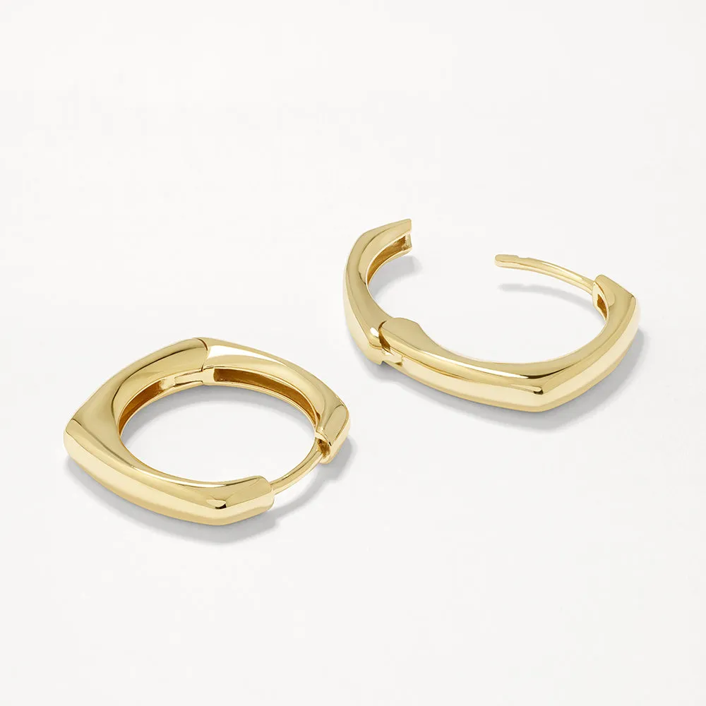 Midi Square Edge Hoops in Gold