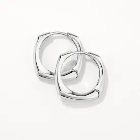 Midi Square Edge Hoops in Silver