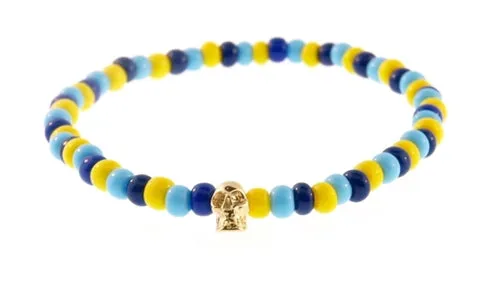 Mini Yellow Gold Skull Beaded Bracelet