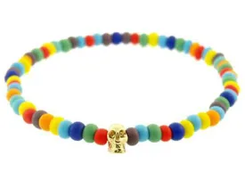 Mini Yellow Gold Skull Beaded Bracelet