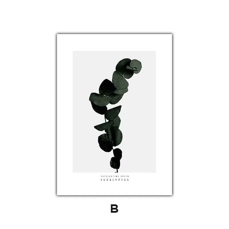 Minimalist Green Leaves Modern Botanical Specimen Wall art Fine Art Canvas Prints Gallery Wall Pictures For Living Room Dining Room Art Decor