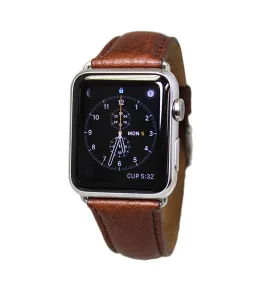 Mitri Genuine Grain Leather Brown Watch Strap For Apple Watch