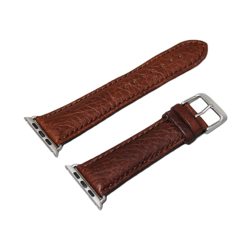 Mitri Genuine Grain Leather Brown Watch Strap For Apple Watch