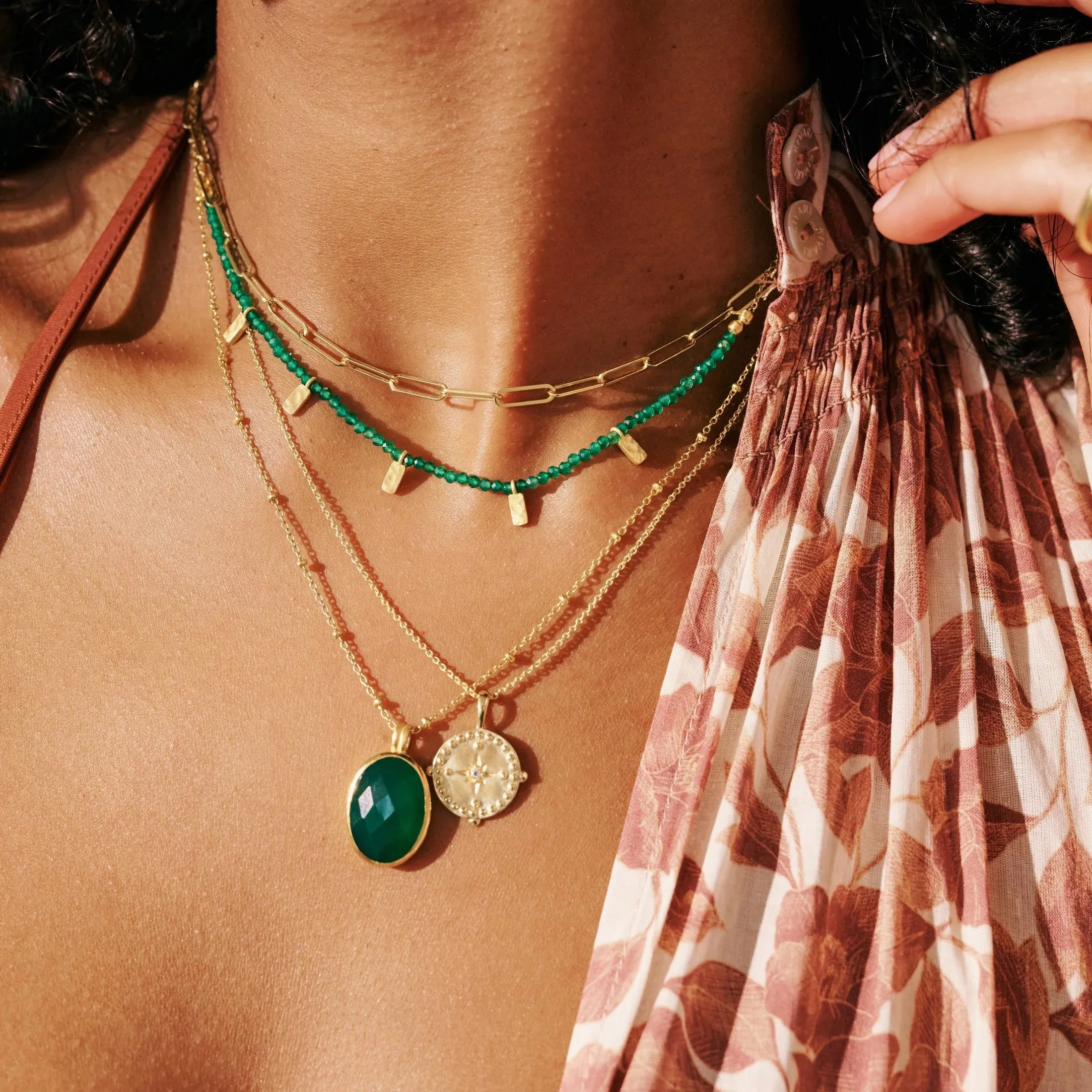 MURKANI Wandering Green Onyx Choker GOLD