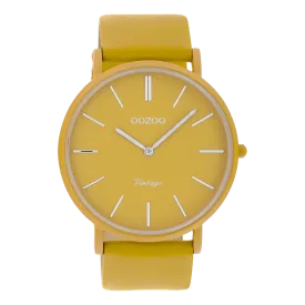 Mustard yellow  watch with mustard yellow leather strap