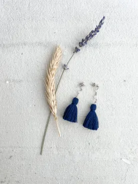 Navy Baby Tassel Earrings