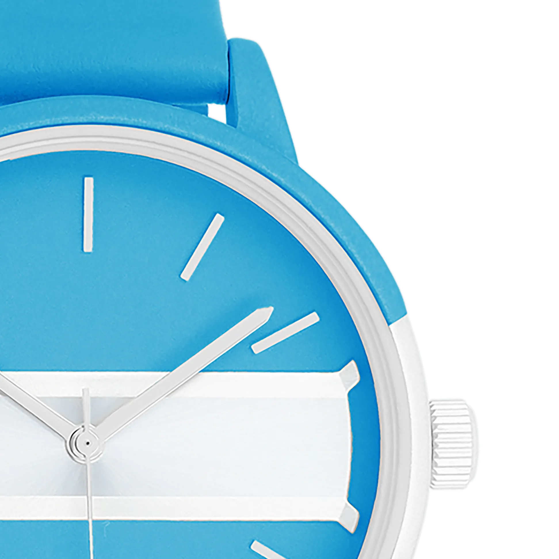 Neon blue/gold coloured OOZOO watch with bright blue leather strap - C11188