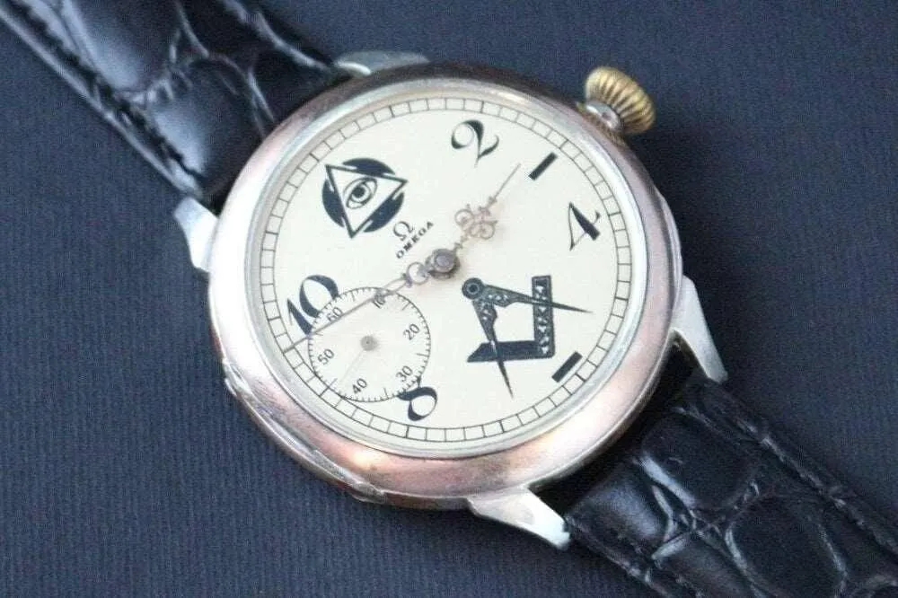 Omega Pocket Watch Silver Case Custom Wristwatch Masonic