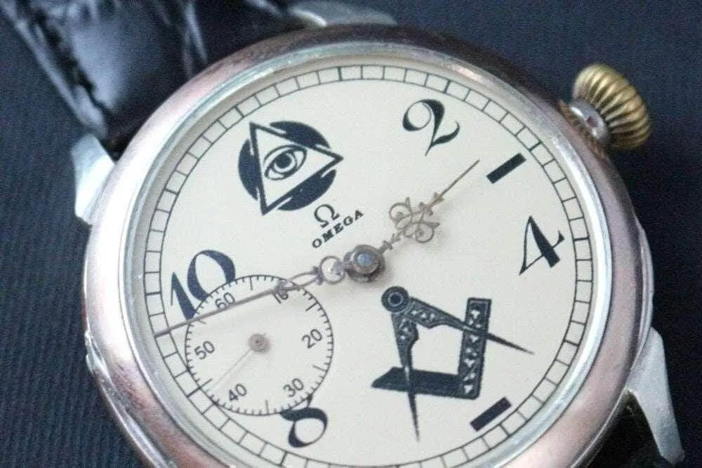 Omega Pocket Watch Silver Case Custom Wristwatch Masonic