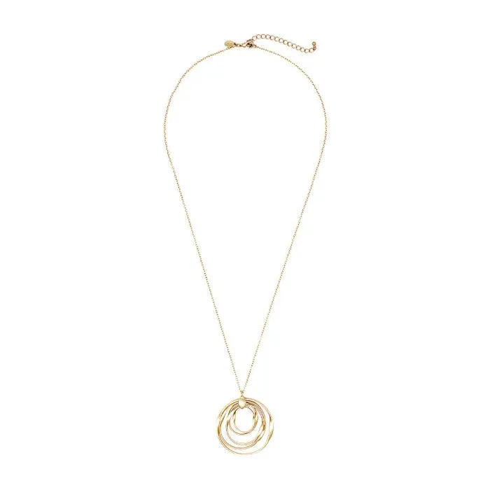 Open Circle Layered Pendant Long Necklace