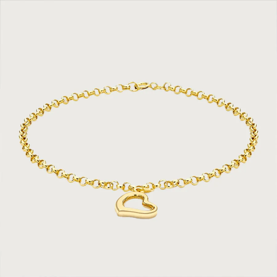 Ouro Floating Heart Charm Bracelet in 9K Gold