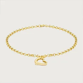 Ouro Floating Heart Charm Bracelet in 9K Gold