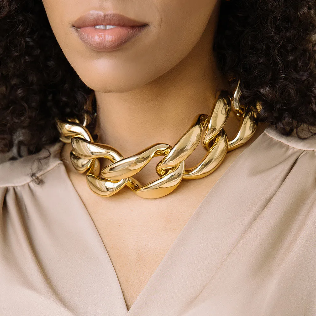 Oversized gold plated choker