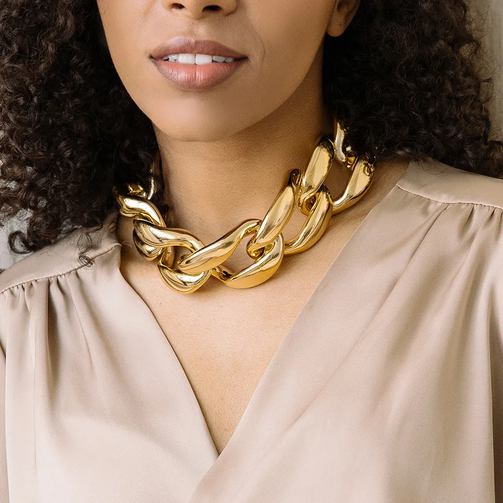 Oversized gold plated choker