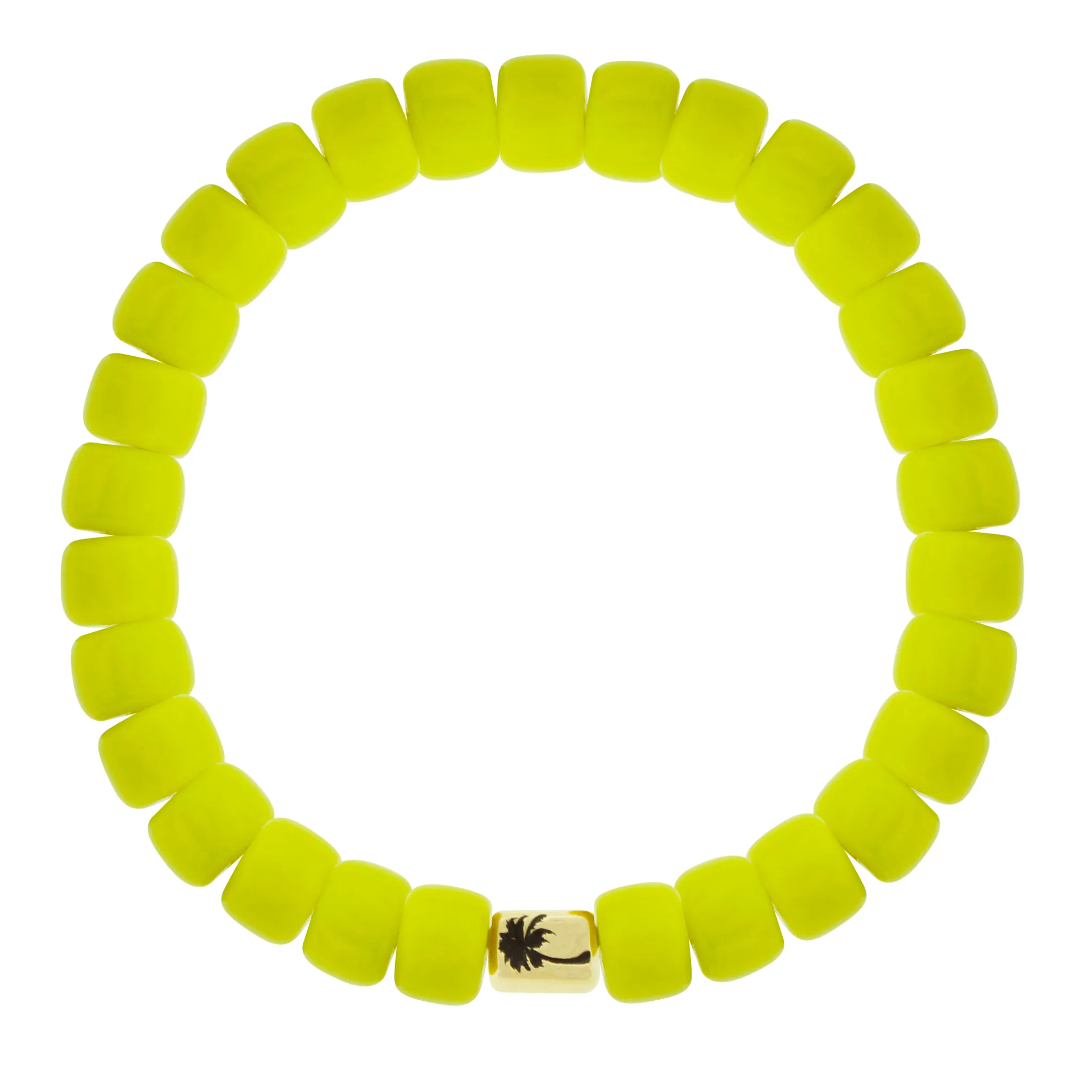 PALM TREE Ingot on Yellow Glass Bead Bracelet