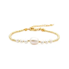 Pearl and Gold Beaded Bracelet