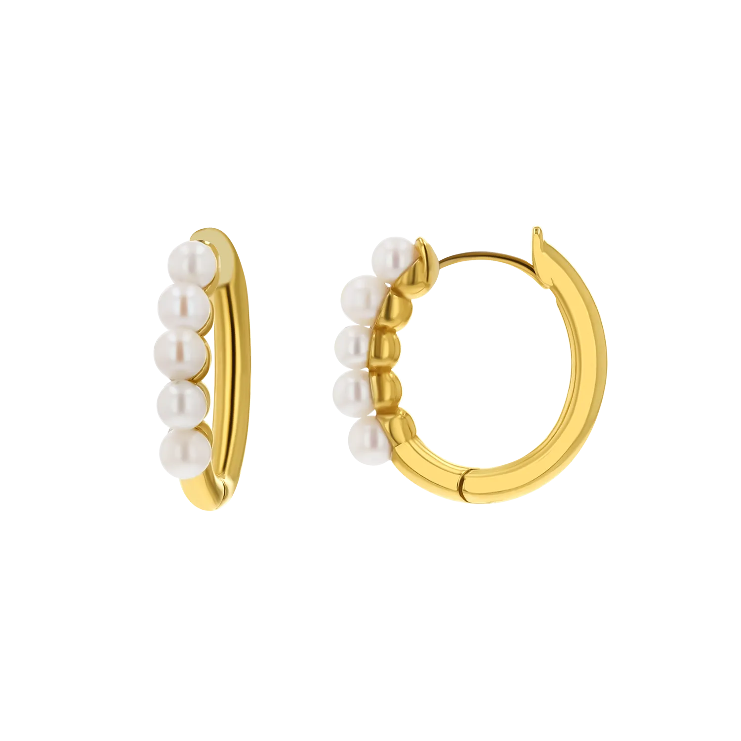 Pearl Huggies Hoop Earrings