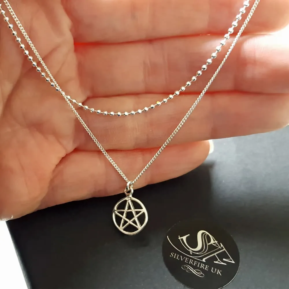 Pentagram Choker Double Chain Necklace