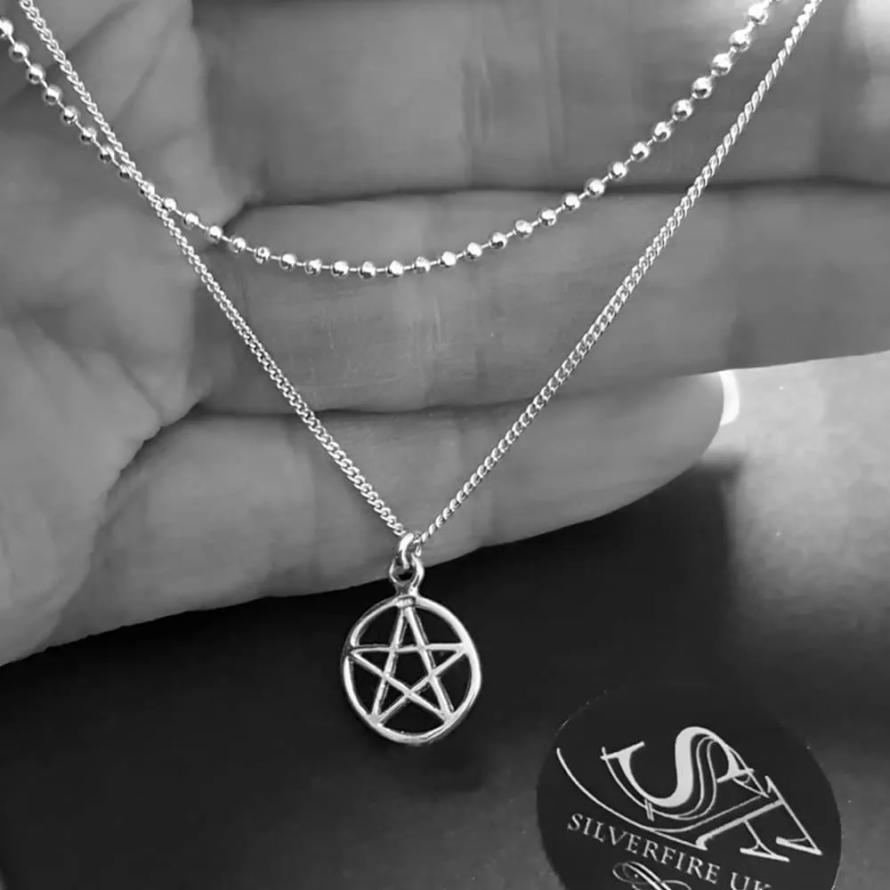 Pentagram Choker Double Chain Necklace