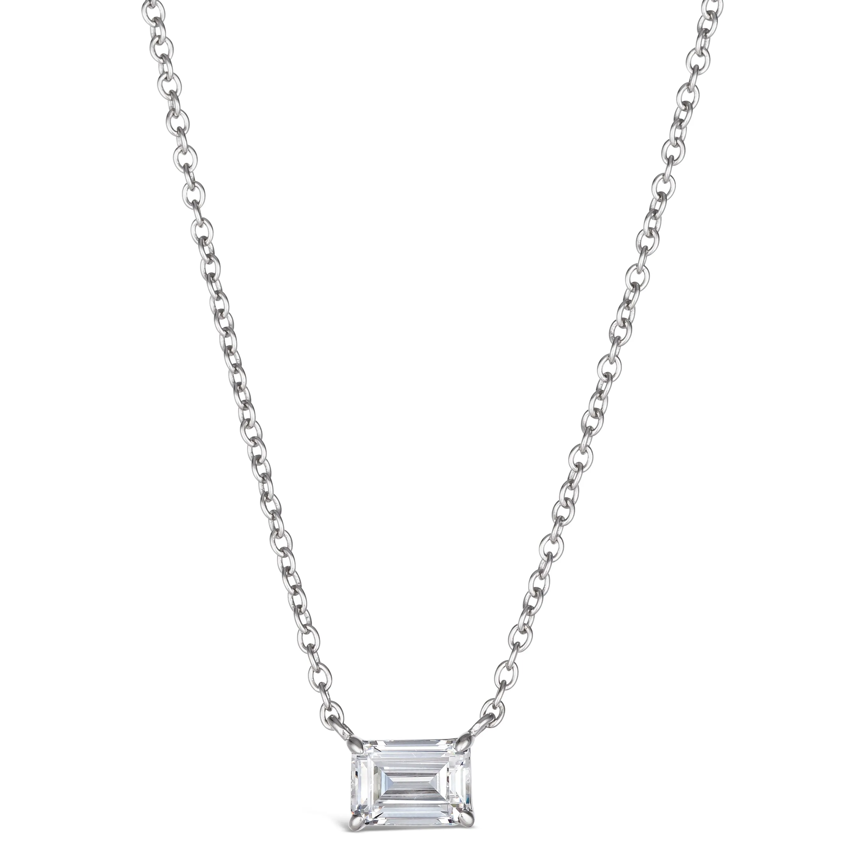 Petite Emerald Cut Solitaire Necklace