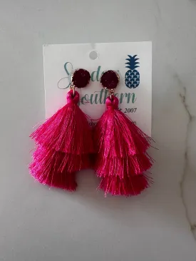 Pink Fringe Tassel Earrings