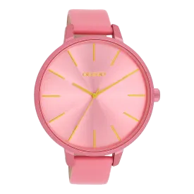 Pink shell coloured OOZOO watch with pink shell coloured leather strap - C11250