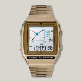 Q TIMEX DIGITAL LCA 32.5MM - GOLD TONE