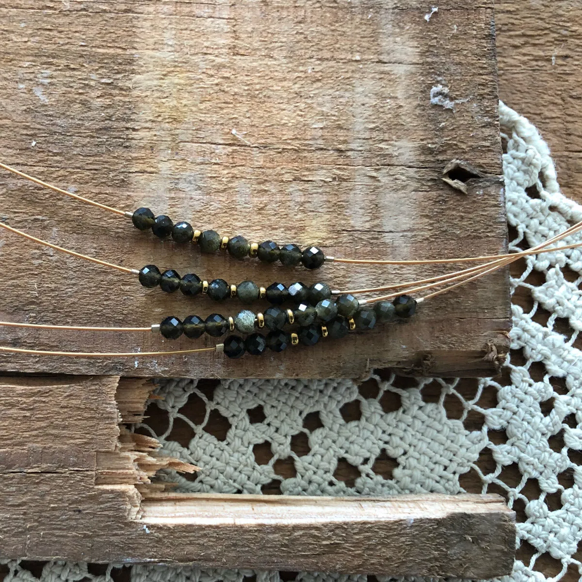 "Animas Forks” Obsidian Gemstone Minimalist Bracelet