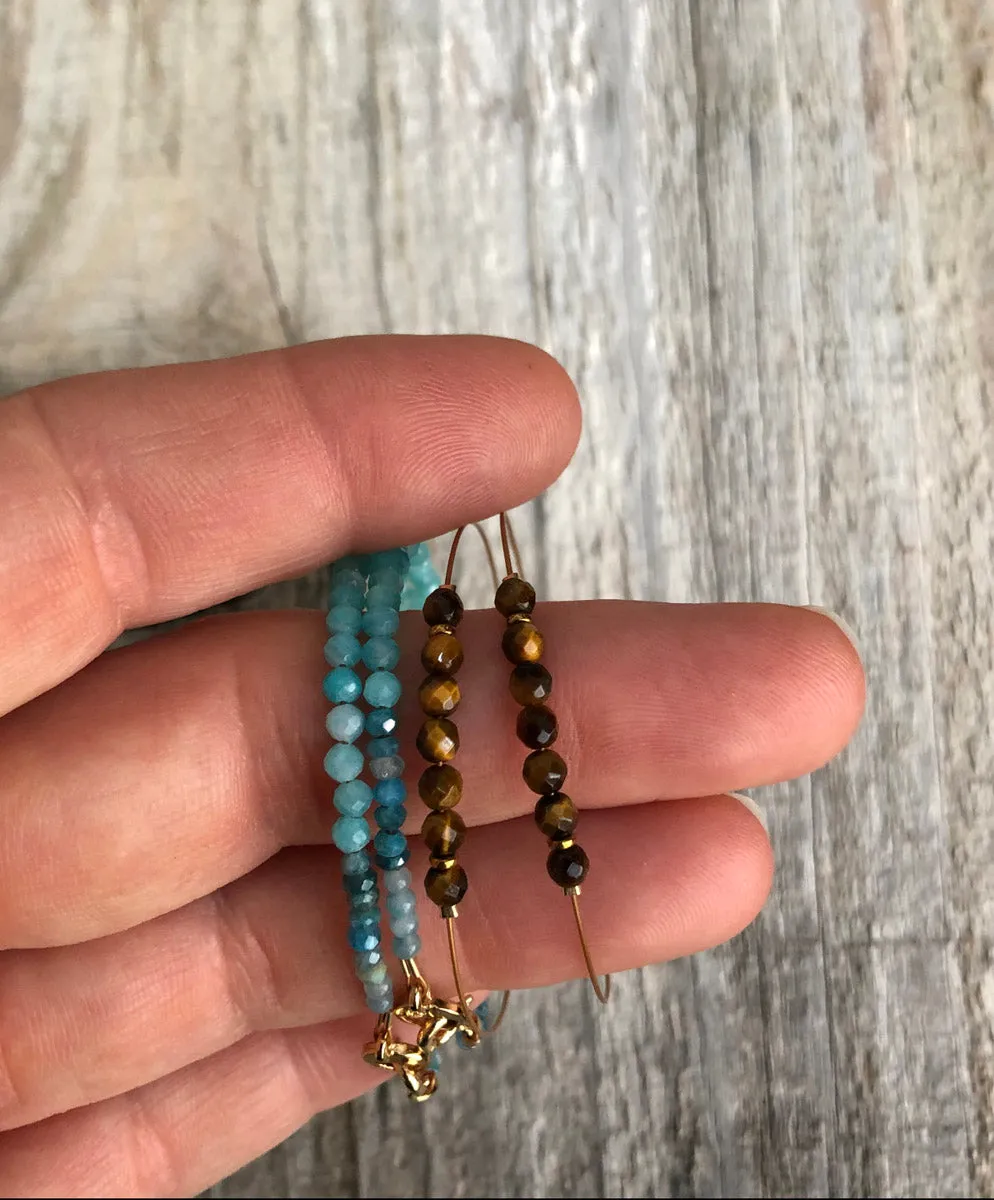 "Columbia" Amazonite and Tiger Eye Beaded Bracelet Set