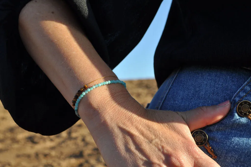 "Columbia" Amazonite and Tiger Eye Beaded Bracelet Set