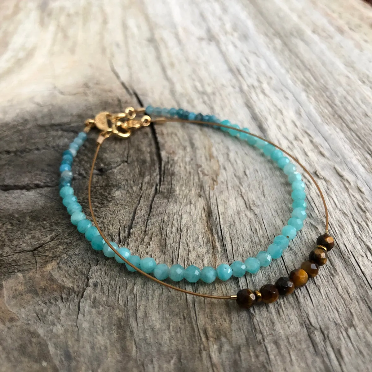 "Columbia" Amazonite and Tiger Eye Beaded Bracelet Set