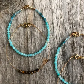 "Columbia" Amazonite and Tiger Eye Beaded Bracelet Set