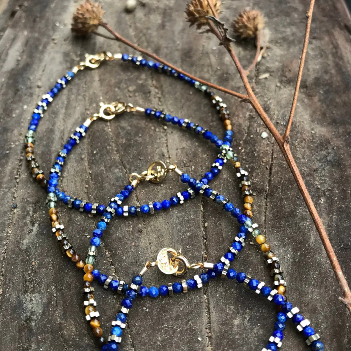 "Piedmont" Blue Lapis Gemstone Beaded Bracelet