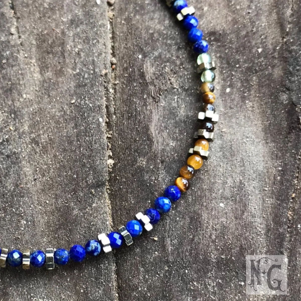 "Piedmont" Blue Lapis Gemstone Beaded Bracelet