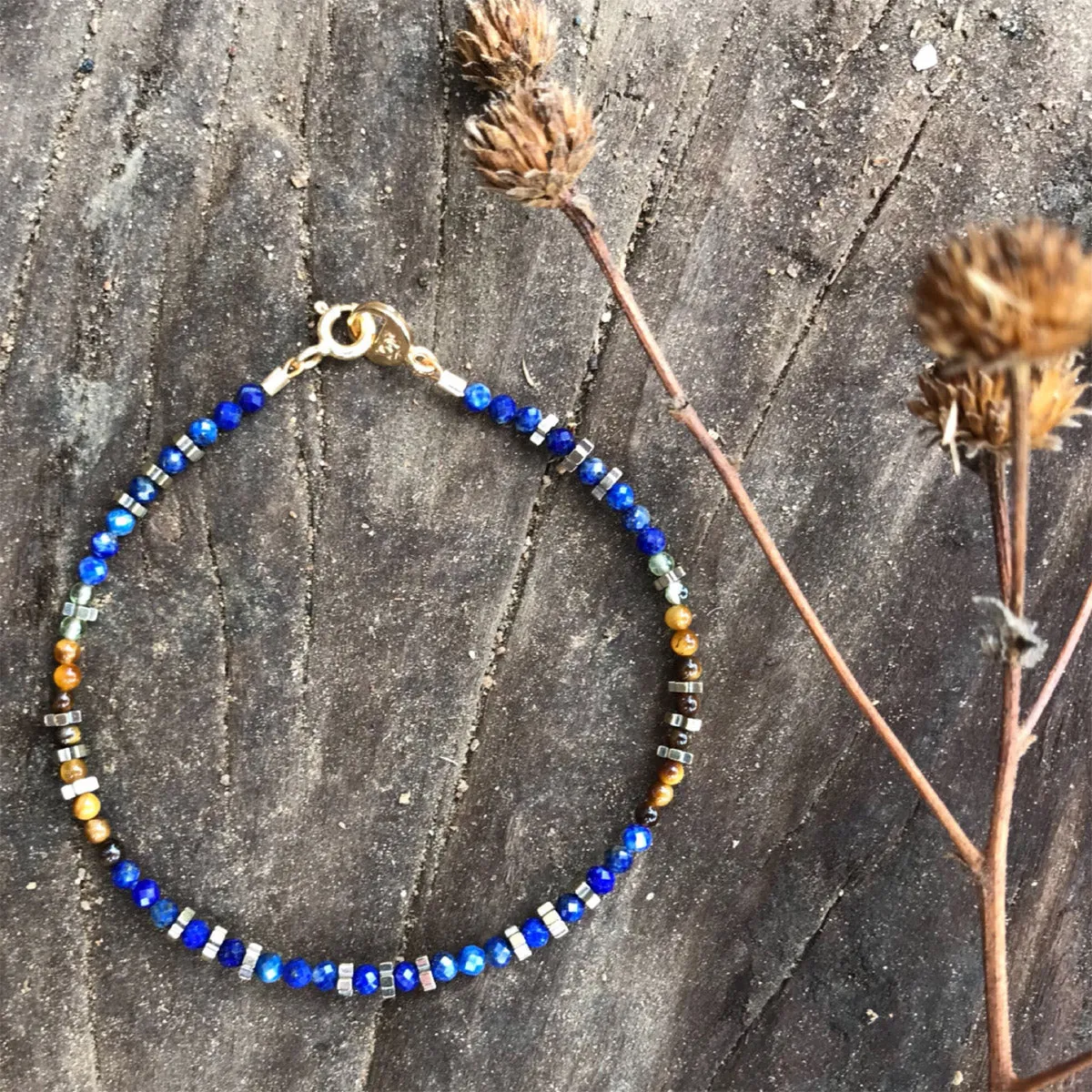 "Piedmont" Blue Lapis Gemstone Beaded Bracelet