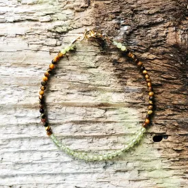 "Trinidad" Peridot and Tiger Eye Gemstone Beaded Bracelet