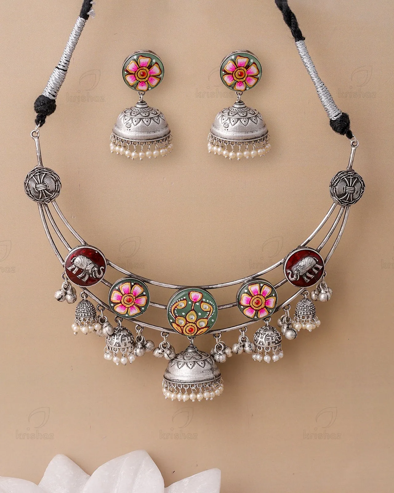 Reeti  Meenakari Jhumki Choker Set