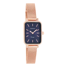 Rose gold coloured OOZOO watch with rose gold coloured metal mesh bracelet - C10976