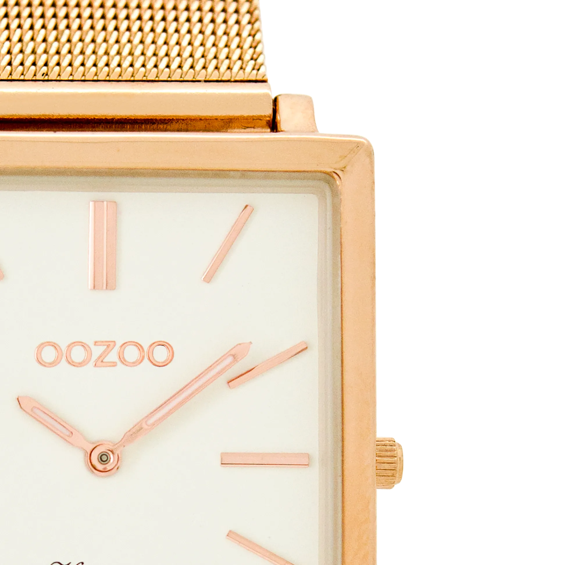 Rose gold coloured  watch with rose gold coloured metal mesh bracelet